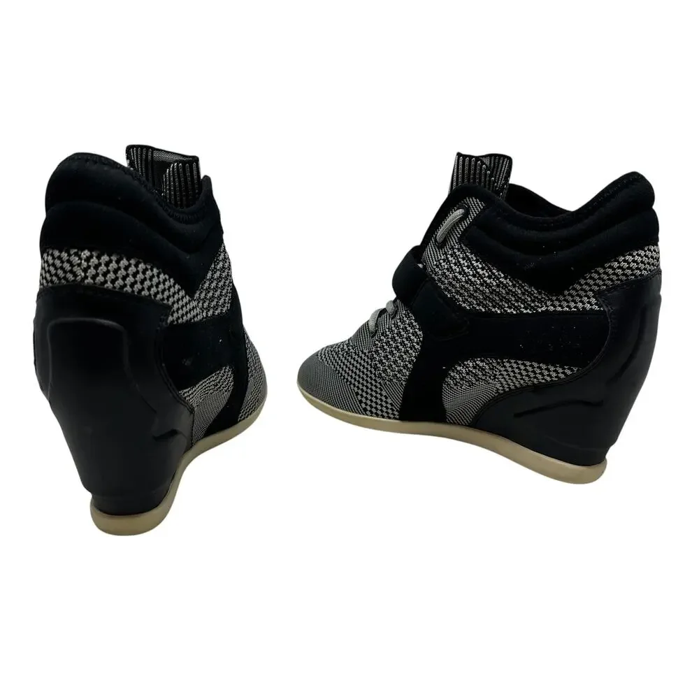 Ash Bebop Knit Wedge Sneakers High‎ Top Platform Black Gray Size 40 US 9.5 10